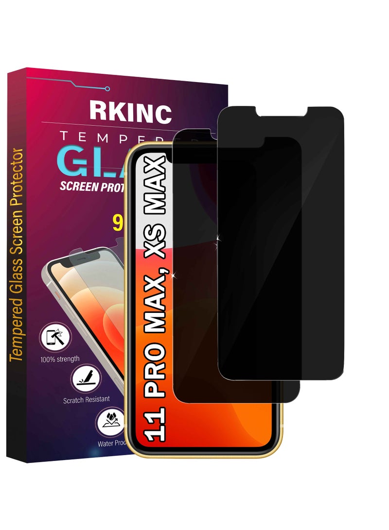RKINC Screen Protector [2-Pack] for iPhone 11 Pro Max, XS Max, Privacy Tempered Glass Film Screen Protector, [Anti Spy][Anti-Scratch][Bubble-Free] - Image 1